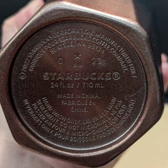 Starbucks 2023 Holiday Tumbler Stainless Steel Cup Straw Green Rose Gold Ombre - Picture 4 of 4